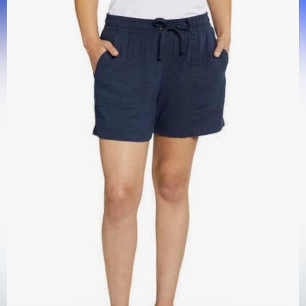Nautica Women's Linen Blend Pull-On Short (X-Large, Navy Seas)
